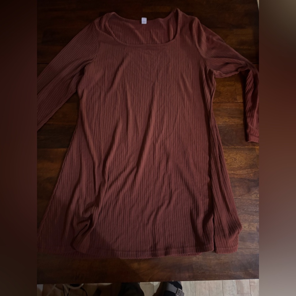 Rust Long Sleeve Ribbed swing dress old navy